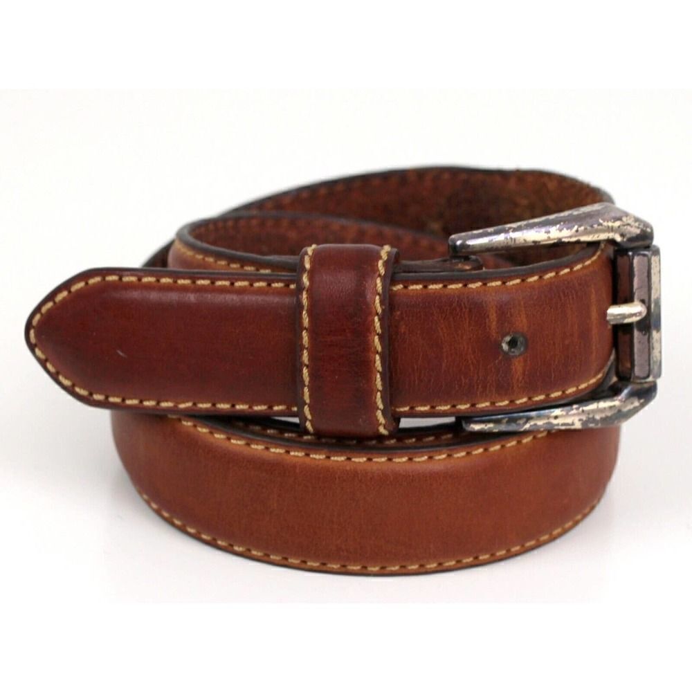 Fossil BROWN GENUINE LEATHER 1 1/8"Wd STITCH DRESS CASUAL MEN'S BELT 32/80 (X37 - Picture 6 of 16